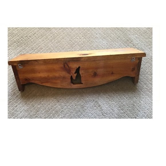 Solid Wood Shelf Southwestern Coyote Cutout  Two Pegs 23" Wide - Picture 4 of 6